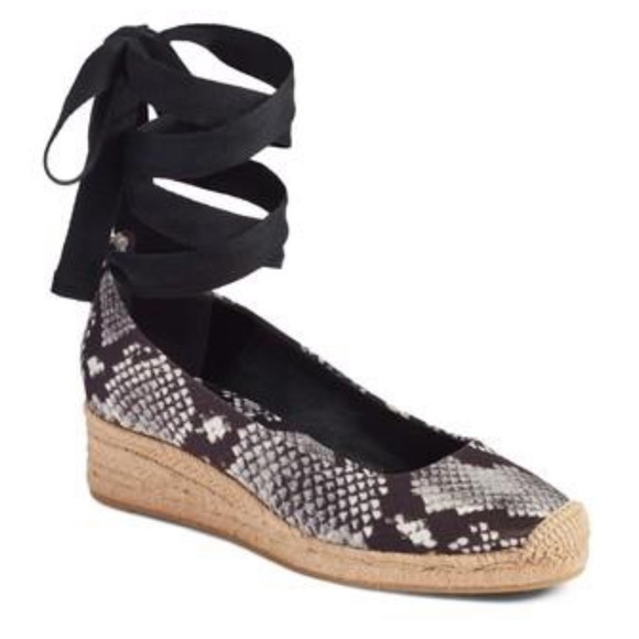 NIB Tory Burch Heather Ankle Wrap Espadrille Wedge In ROCCIA Size 7.5